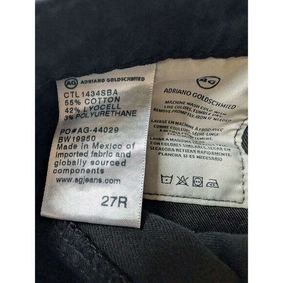 AG Adriano Goldschmied The Prima Cigarette Leg Super Black Low Rise Size 27R - Picture 9 of 9